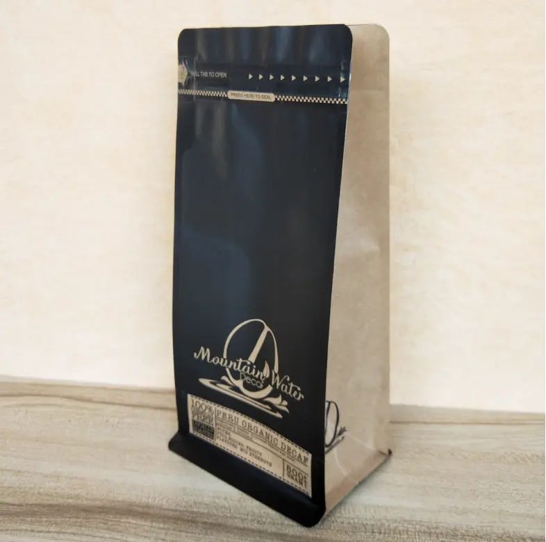 Wholesale Customized Logo Kraft Paper Coffee Packaging Flat Bottom 250g 500g 1 Pound Side Gusset Dig