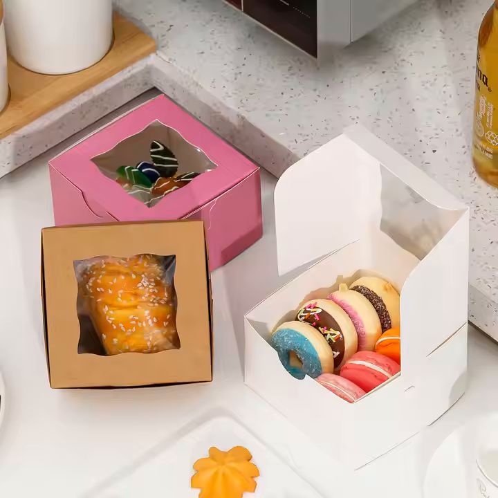 Wholesale Foldable Kraft Paper Customized Color Window Clear 4 6 12 24 Hole Muffin Connection Lid Ca