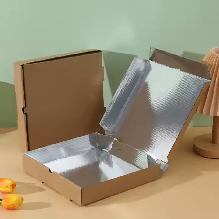 Kraft Disposable Aluminium Foil Pizza Box 7/8/9/10 Inch Thickened Thermal Insulation Commercial Take