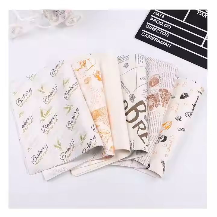 Eco-Friendly Grease Proof Kraft Food Wrapping Paper Hamburger Wax Packaging for Fried Chicken Potato
