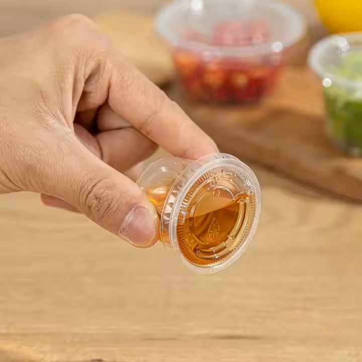 Original Factory Disposable Restaurant Container Small PET Plastic 1oz 1.5oz 2oz Sauce Cup Portion C