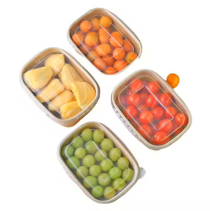 Wholesale Disposable Food Packaging Takeout Kraft Paper Containers Square Salad Bowl Take Away Lunch