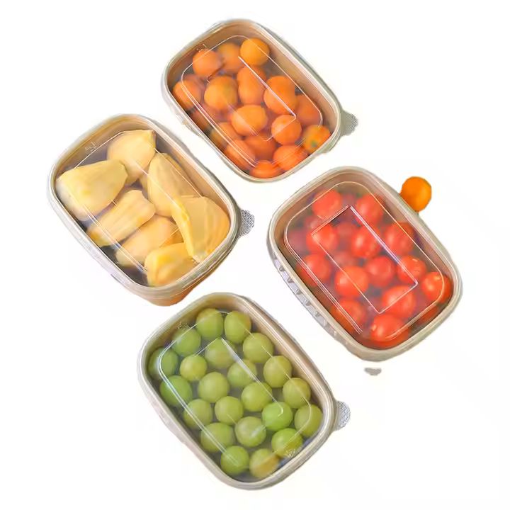 Wholesale Disposable Rectangular Kraft Paper Salad Bowl Container with PP Lid for Take-Away Lunch or