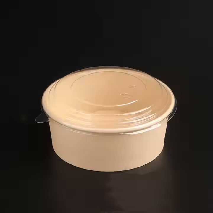 Biodegradable Disposable Bamboo Pulp Salad Bowl Gold Foil Thickened Leak-Proof Oil-Proof Lid Natural