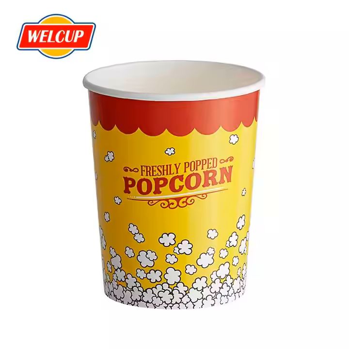 Wholesale Custom Disposable Paper Popcorn Buckets Popcorn Branded Paper Cups Bowls Bucket for Popcor