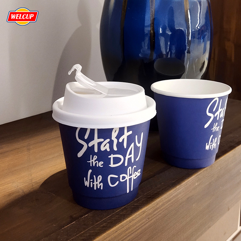 8oz 10oz Double Wall Kraft Paper Cup for Coffee Milk Hot Drinks Low MOQ 1000pcs Customized Logo Prin