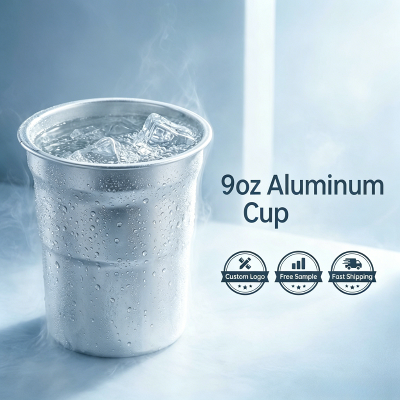 Wholesale Custom Logo 9oz Aluminum Cup with Lid Reusable Lightweight Stackable Metal Beer Mug for Ca