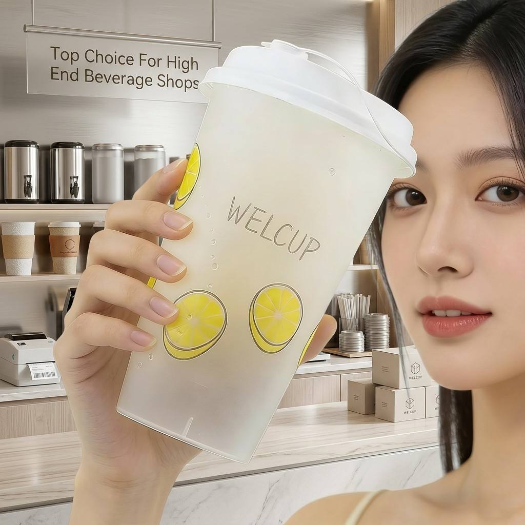 90mm Disposable Frosted PP Injection Cup Custom Logo Thickened Beverage Cup With Lids Heat Resistant