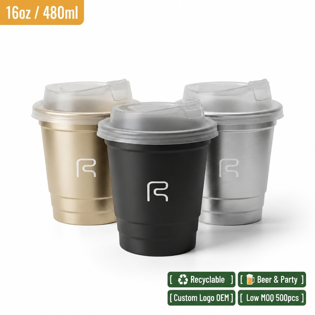 Custom Logo 9oz 16oz 20oz Disposable Aluminum Cup Recyclable Reusable Beer Cold Drink Cup for Campin