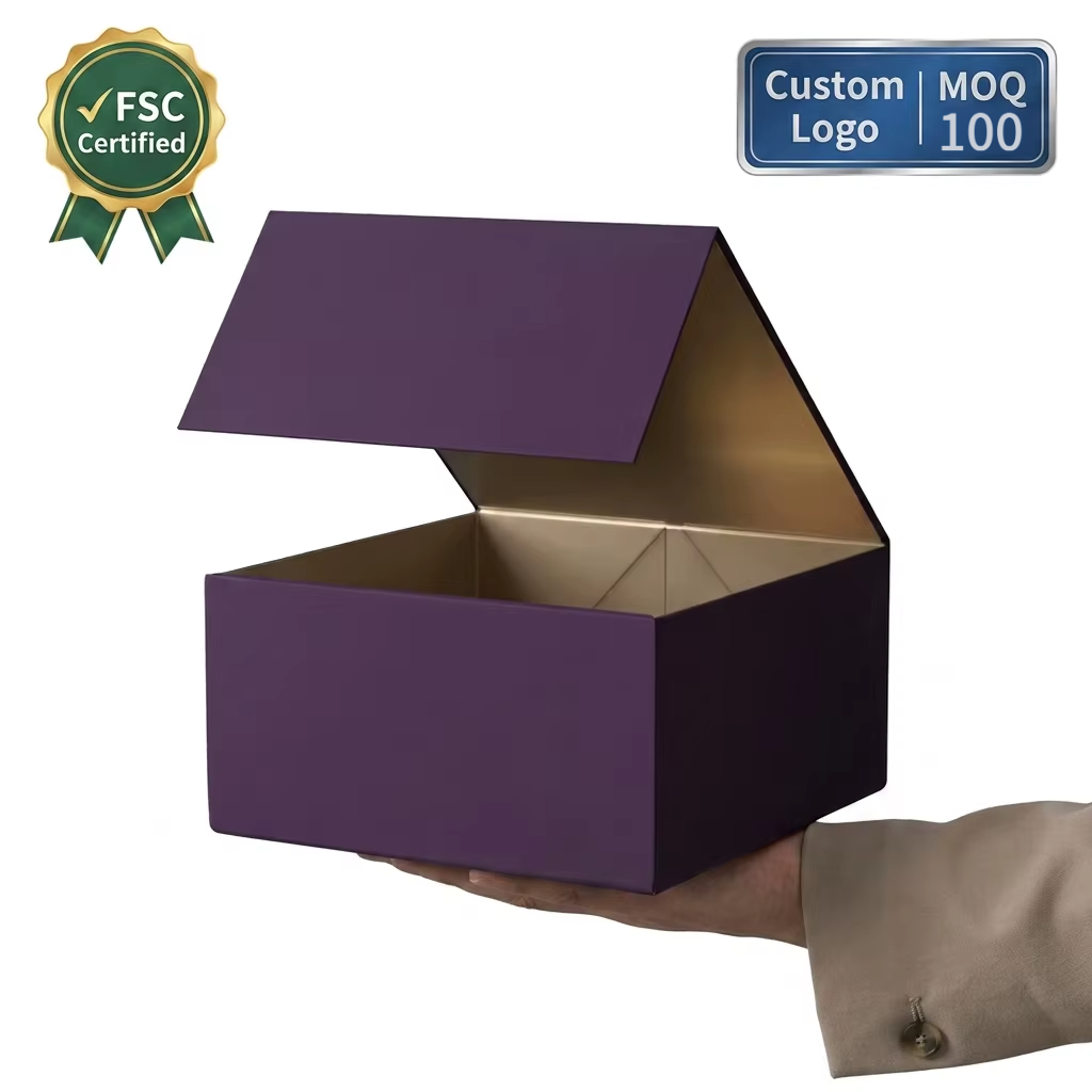 Custom Logo Luxury Magnetic Closure Rigid Gift Box Certified Foldable for Jewelry Apparel Cosmetics